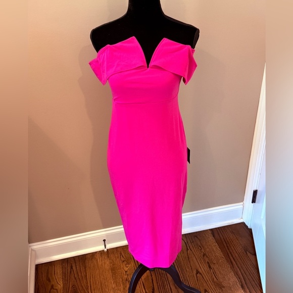 NWT Women’s LULU’S My Favorite Night Pink Off-the-Shoulder Bodycon Dress- Medium - Picture 6 of 10